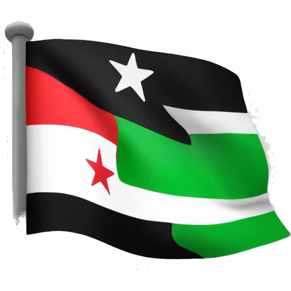 Syria Flag that green up and black down and white in the middle with 3 red stars emoji