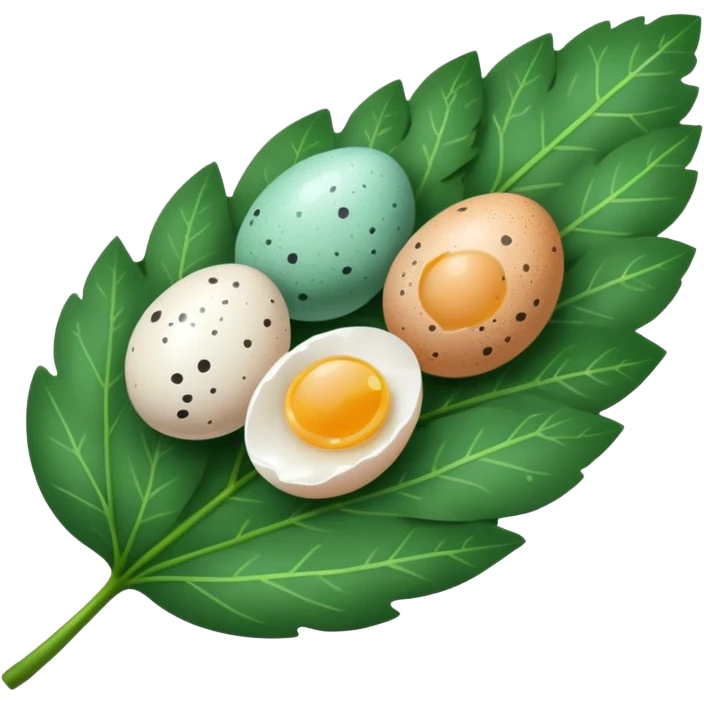 small eggs on leaf emoji