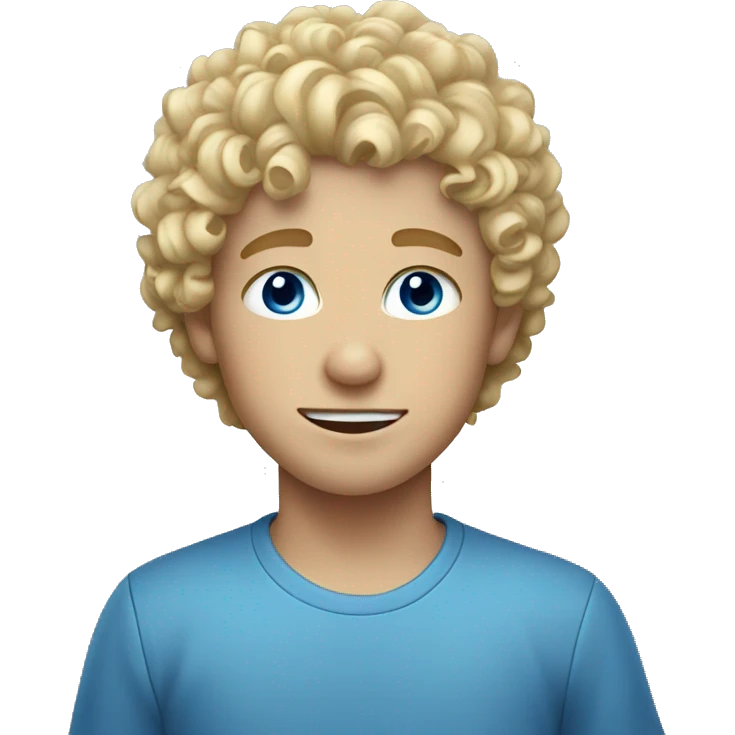 Blonde curly haired boy with blue eyes emoji