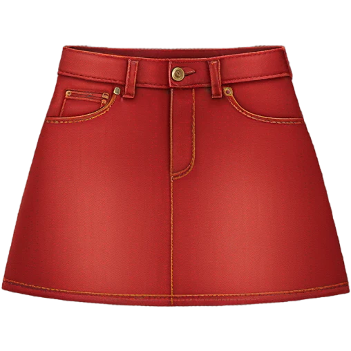 Realistic A-line high waisted red denim mini skirt, isolated emoji