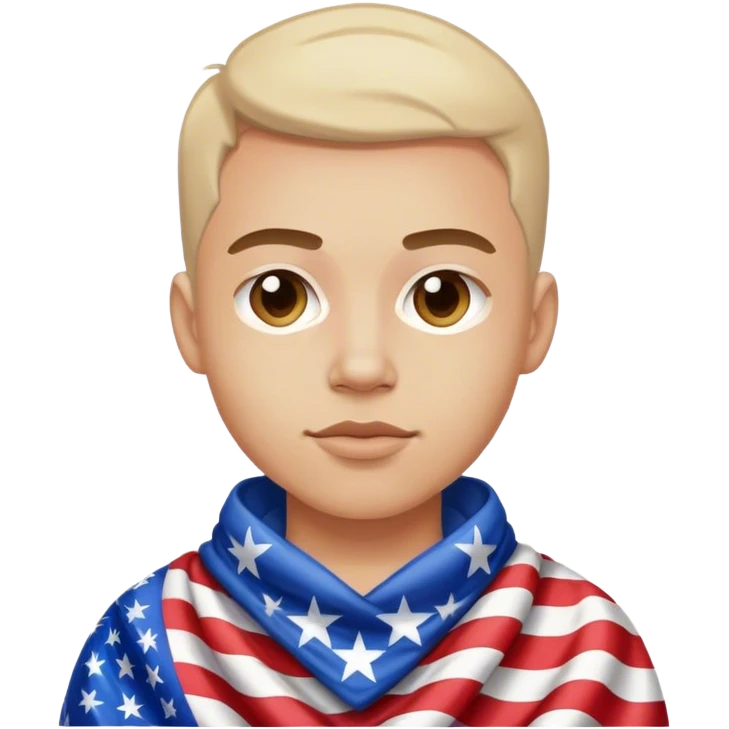 Joey dressed in American flag emoji