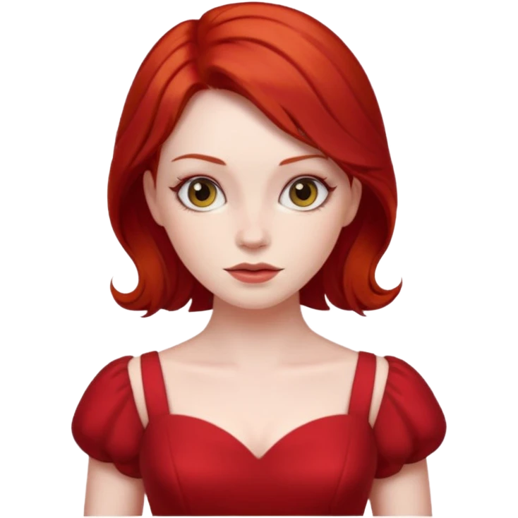 lady in red clothes , ed hair emoji