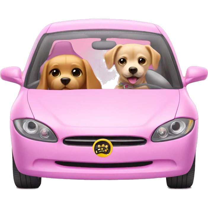 Barbie car with dog inside  emoji
