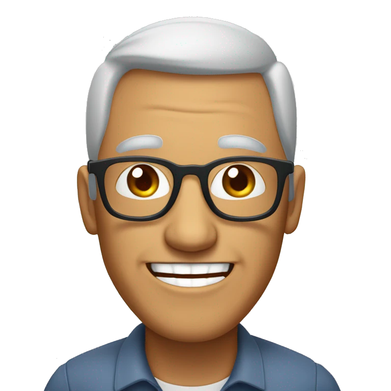 hombre con lentes sonriendo de 55 años de edad emoji