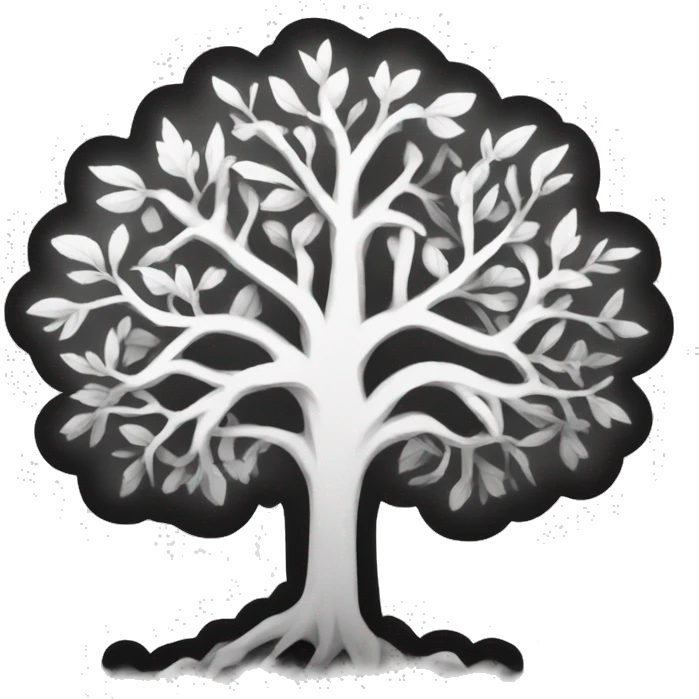 arbre de vie en noir et blanc emoji