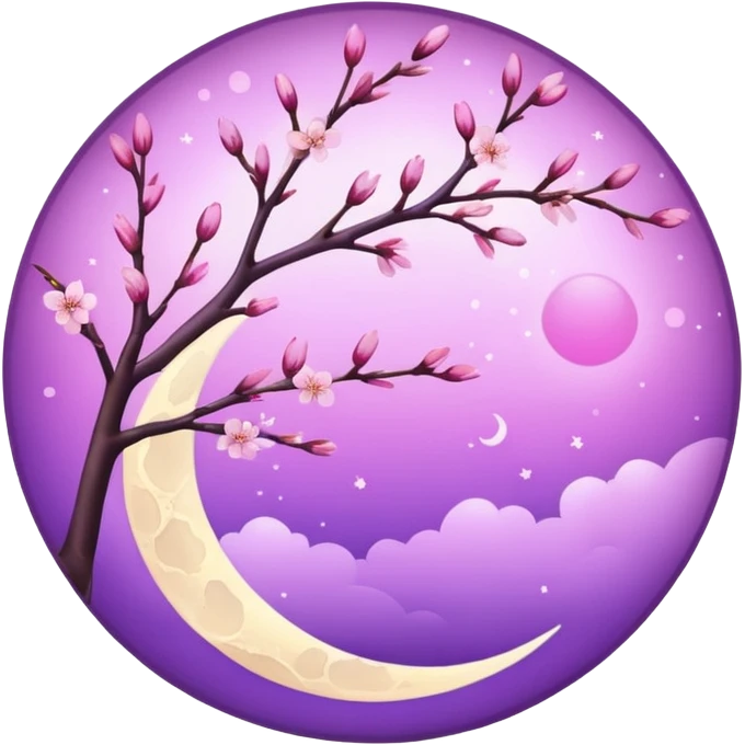 purple Moon with cherry blossoms emoji