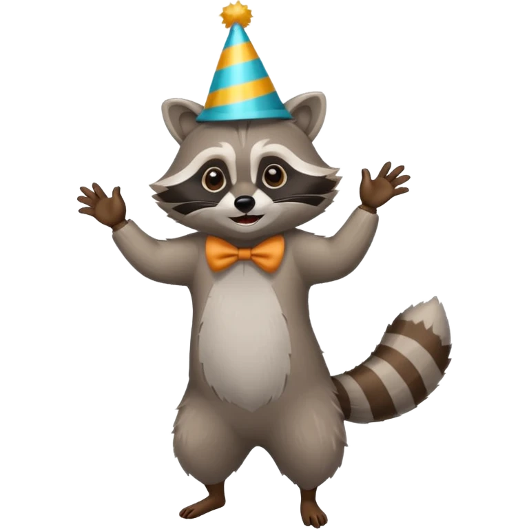 a full body raccoon celebrating / dancing  emoji