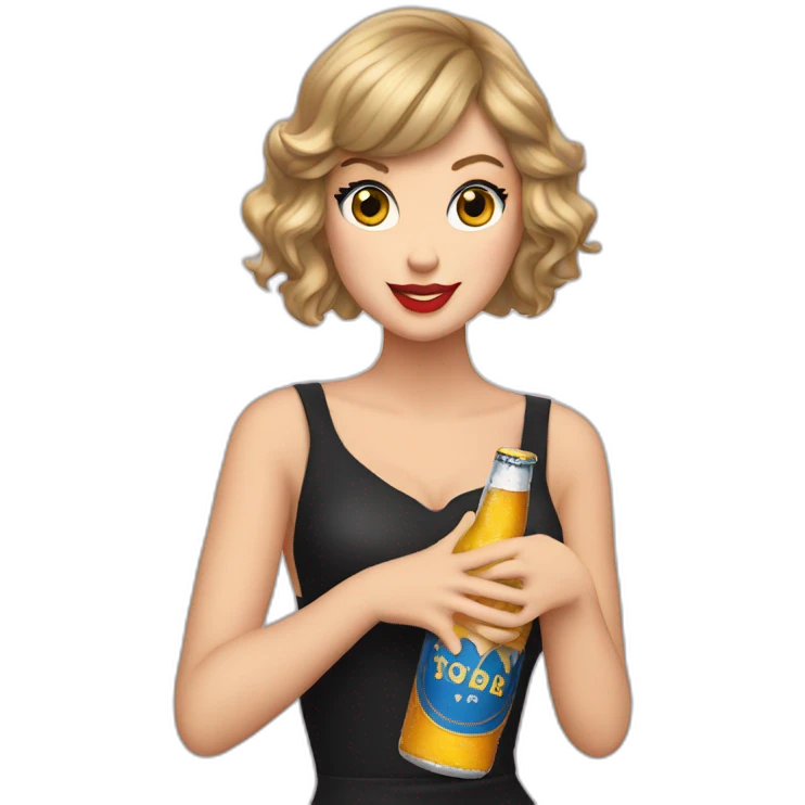 Taylor swift with a beer bottle emoji