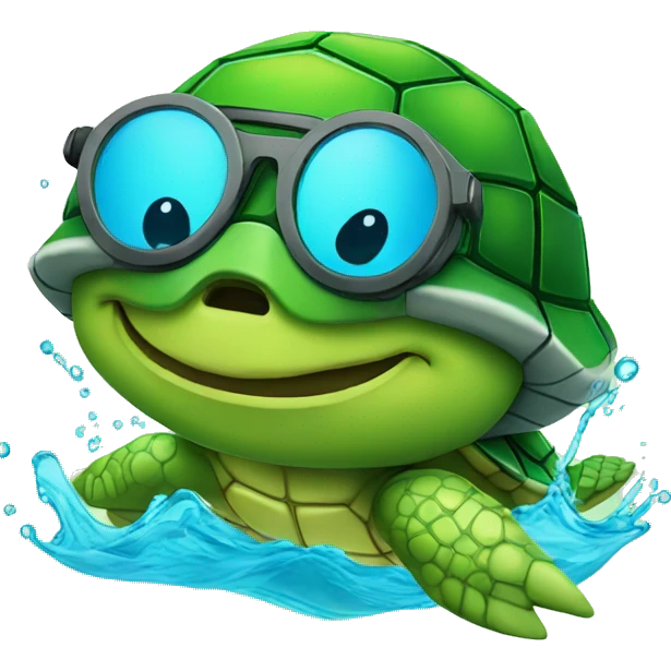 Dj Turtle swimming emoji