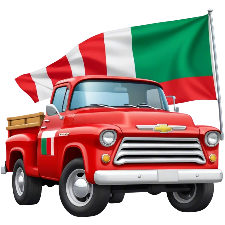 red chevy truck with the name “uncle frank” on it and with an italian flag emoji