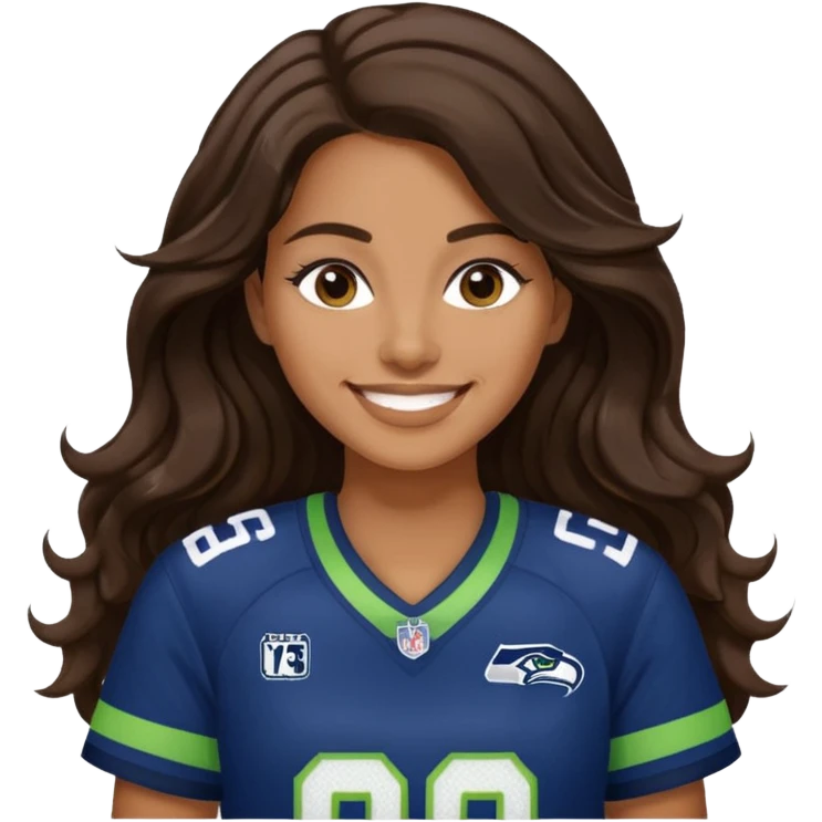 Long wavy Dark brown hair seahawks fan female emoji