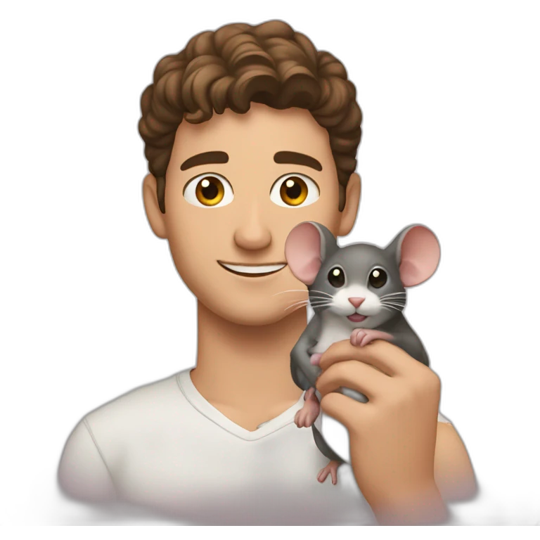 Zach Hadel holding a rat emoji