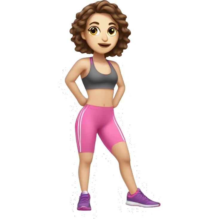 Pale girl brown hair work out at gym pink emoji