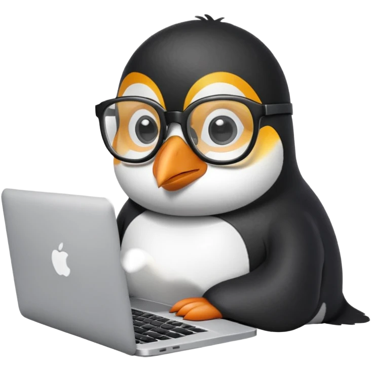 Penguin working on a MacBook emoji