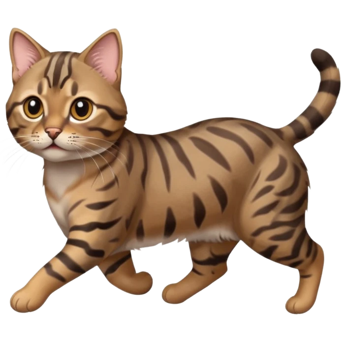 Cute grey and brown bengal cat running emoji