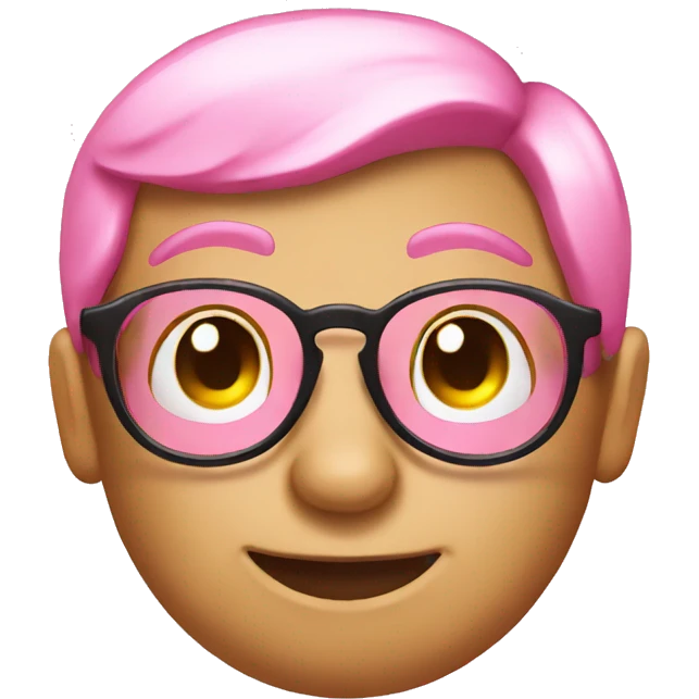 Pink nerd round emoji smiley with glasses  emoji