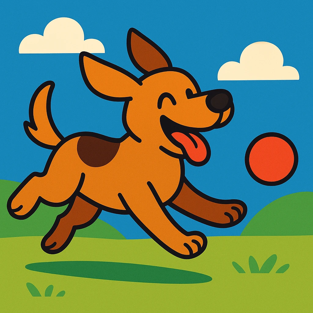 happy dog running after ball emoji