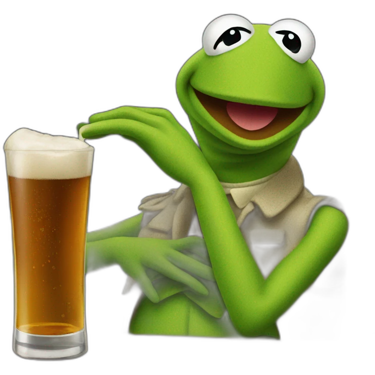 Kermit with wiskey emoji