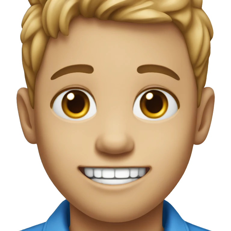 smiling boy in blue shirt no teeth  emoji