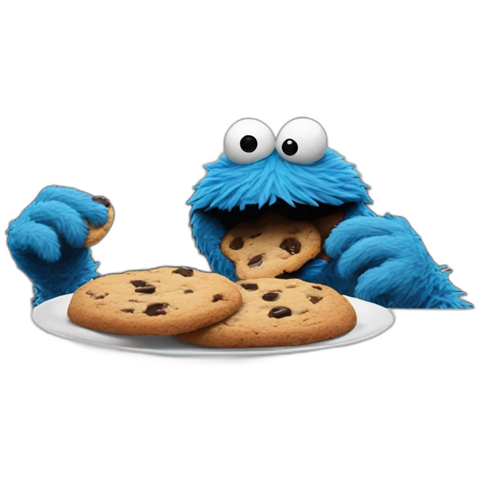 Cookie monster eating a cookie emoji