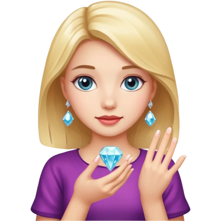Pretty cute girl that hold Diamond in her hand emoji