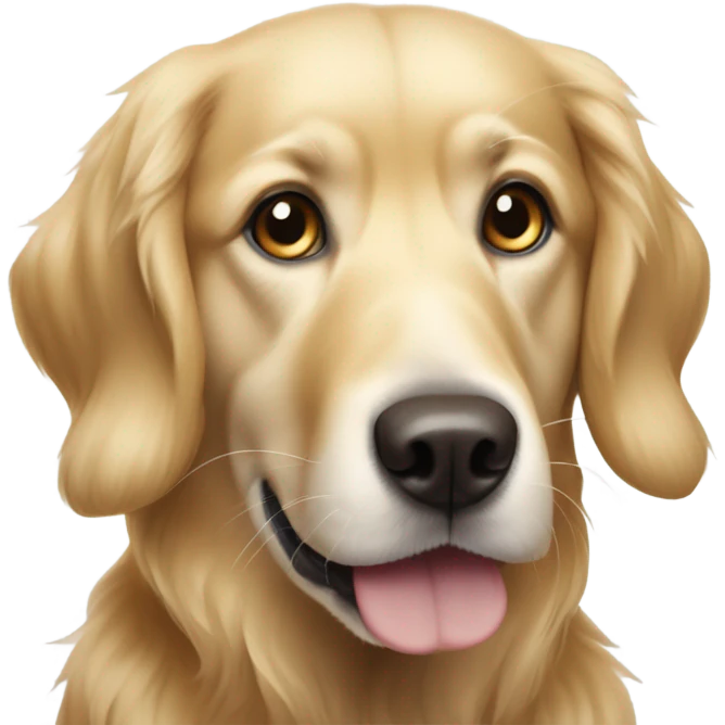 Dog like a golden retriever but white mouth and the whit keeps between the eyes in the center and golden  emoji