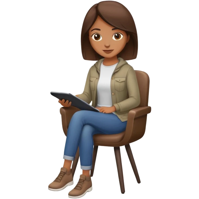 brown female casual clothes sitting on chair emoji