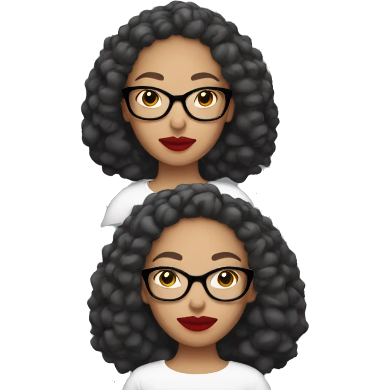 Bald biracial woman with glasses and red lipstick  emoji