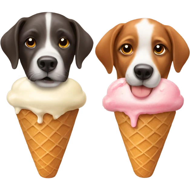 Two dogs eating an ice cream cone emoji
