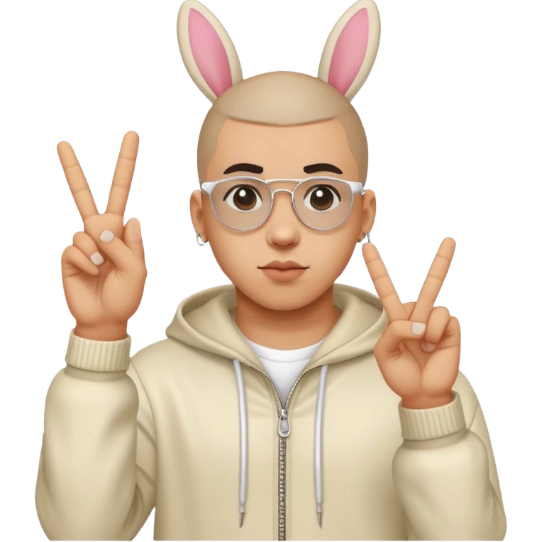 Bad Bunny making peace gesture emoji
