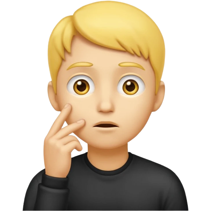 animated thinking face emoji, yellow face, hand on chin, eyes looking up, cartoon style, pondering emoji