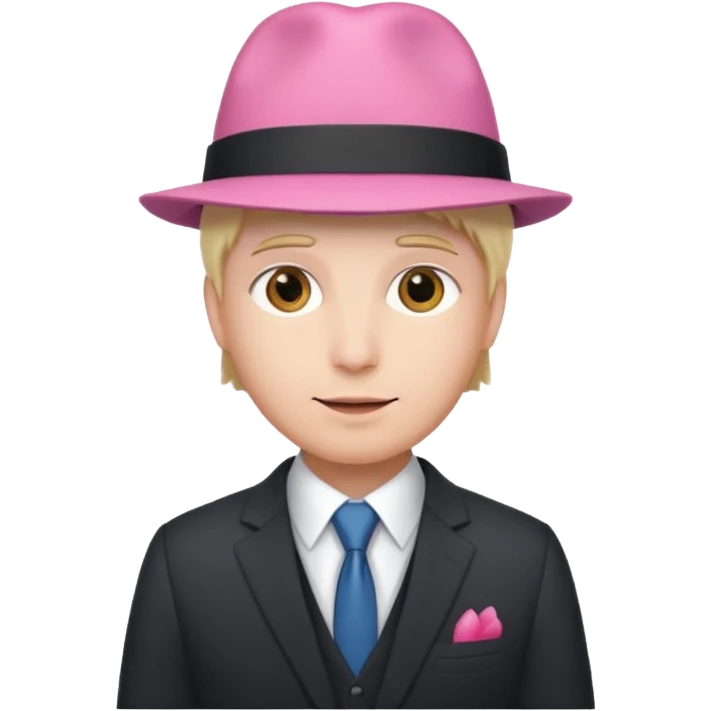 a suited man with pink hat emoji