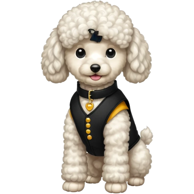 Caniche blanca con chaleco negro emoji