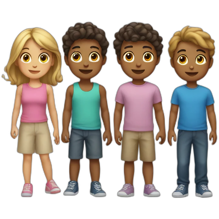 4 boys and 1 girl. exactly 5 people. emoji