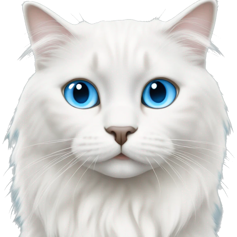 All White Ragdoll cat whit blue eyes walking  emoji
