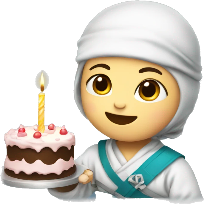 baby ninja with birthday cake  emoji