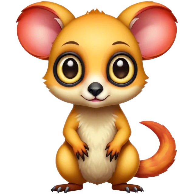 Adorable colorful baby edgy animal-hybrid full body, big Eyes, marsupial  emoji