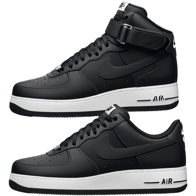 Nike Air Force sneaker, black, viewed straight from the side, simple iconic silhouette emoji
