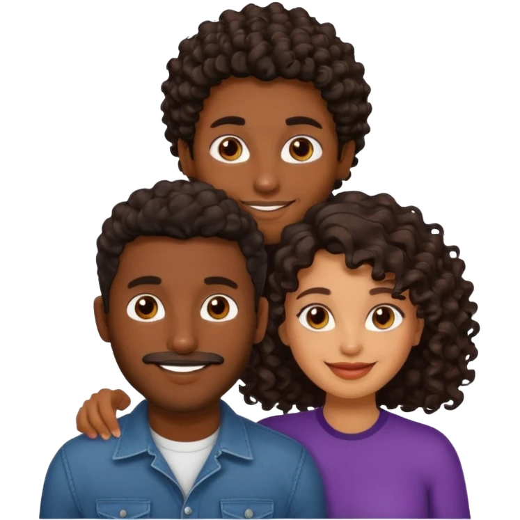 Dark brown skin man with a light beard and a curly   fade haircut with dark brown eyes with a brown  brown Latina woman with dark wavy hair  emoji