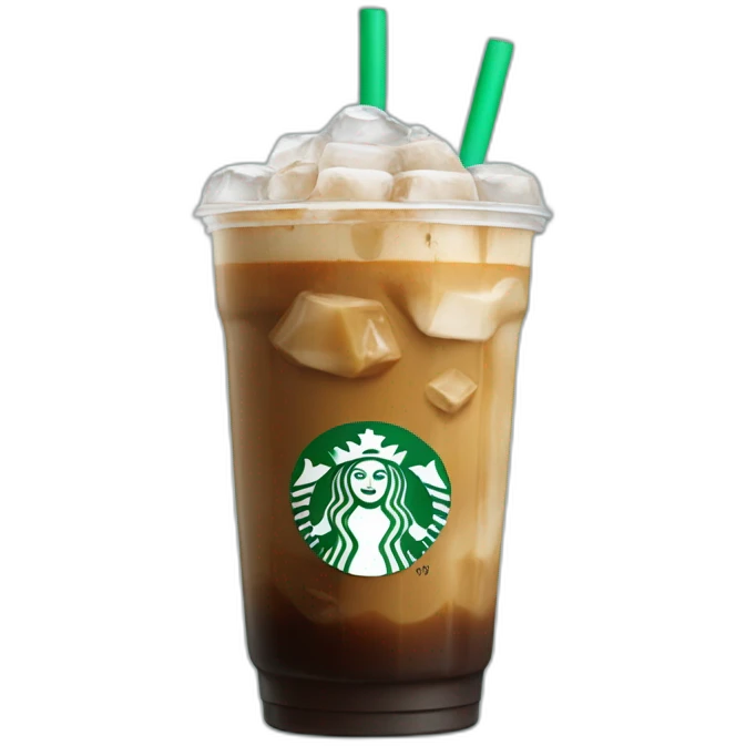 Starbuck ice coffee with ice cubes emoji