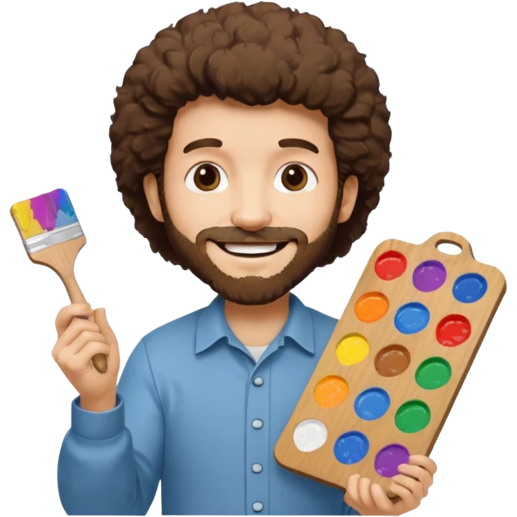 Bob ross holding a paint palett emoji