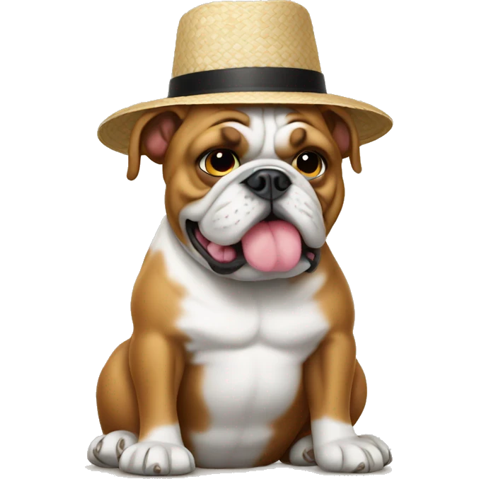 bulldog with rice hat  emoji