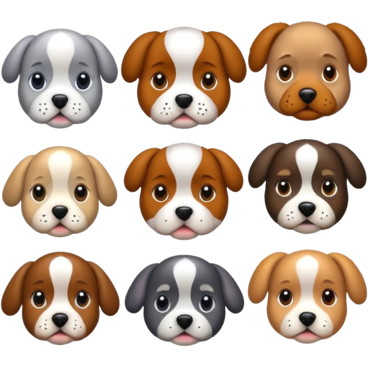 1 bulldog, 1 poodle, 1 husky, 1 dachshund emoji