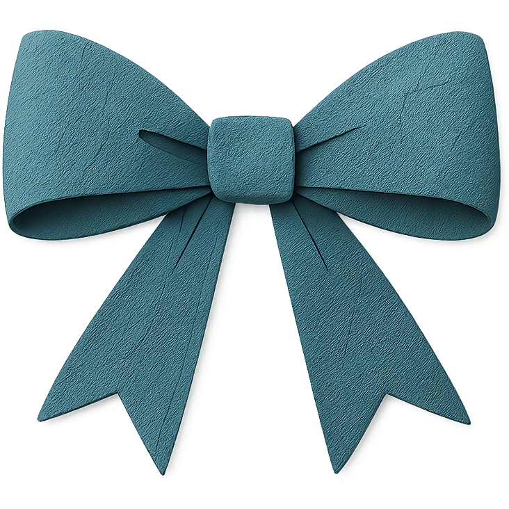 dark teal bow in paper craft style emoji