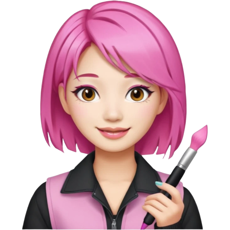 asian influencer pink hair selfie emoji