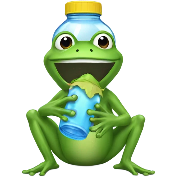 Water bottle eating a frog emoji