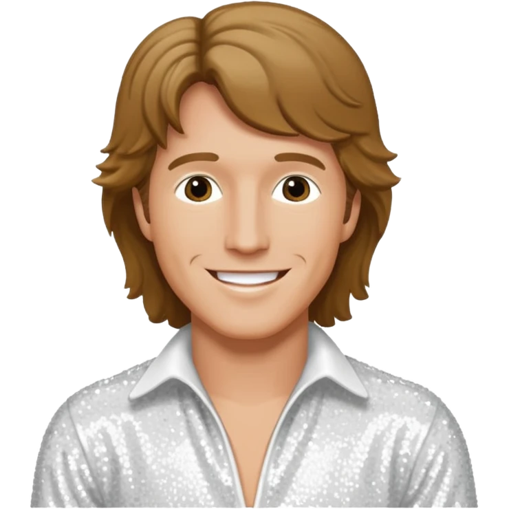 Andy Gibb with white sequin outfit emoji