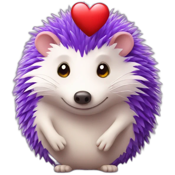 purple hedgehog with heart  emoji