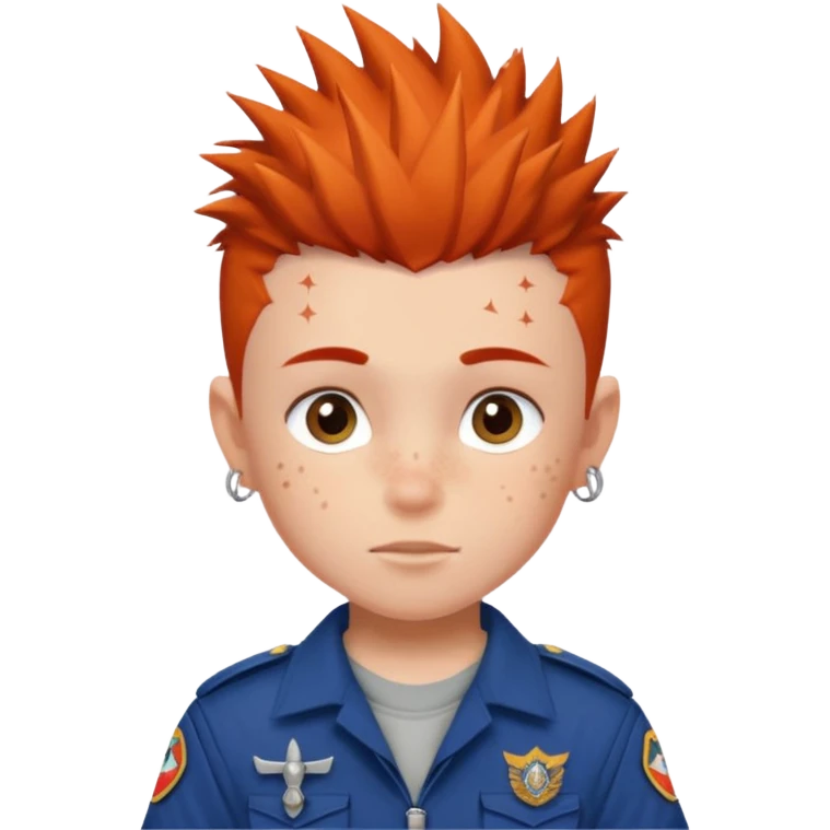 tattoed scout kid, spiky haired with scout uniform emoji