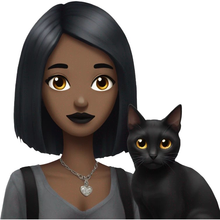 two goth women and pet cat, beautiful, aesthetic  emoji